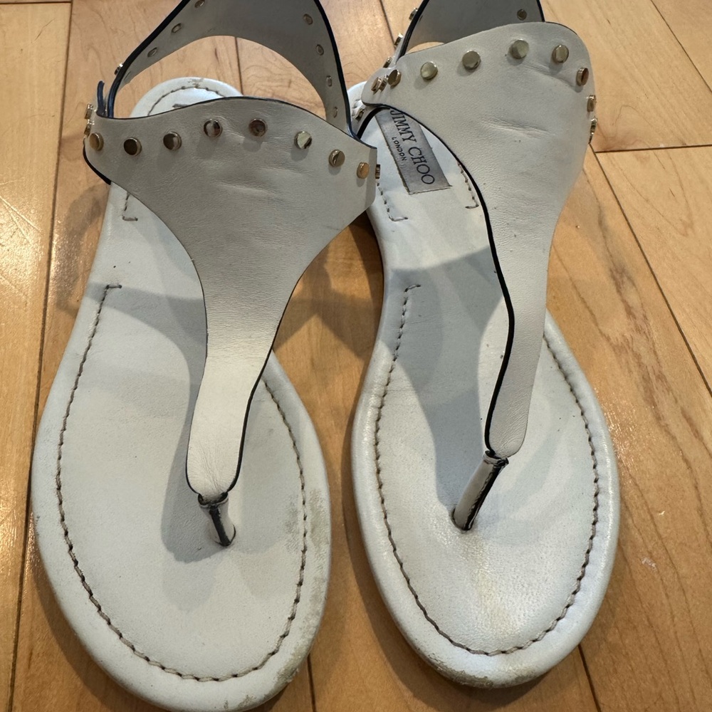 Jimmy Choo Ivory Studded Sandals